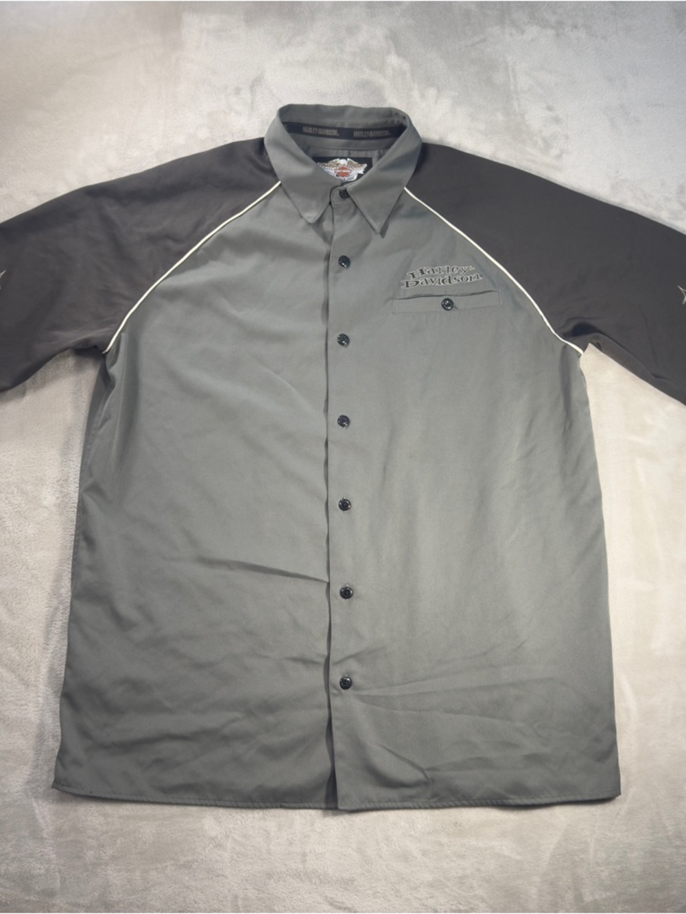 Vintage Harley-Davidson Custom Speed Ace of Spades Button Up Shirt Men's Sz  L - Picture 4 of 8